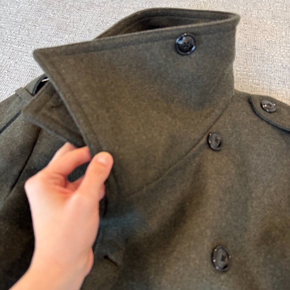 Mango Double-Breasted Green Wool Coat - Picture 14 of 15